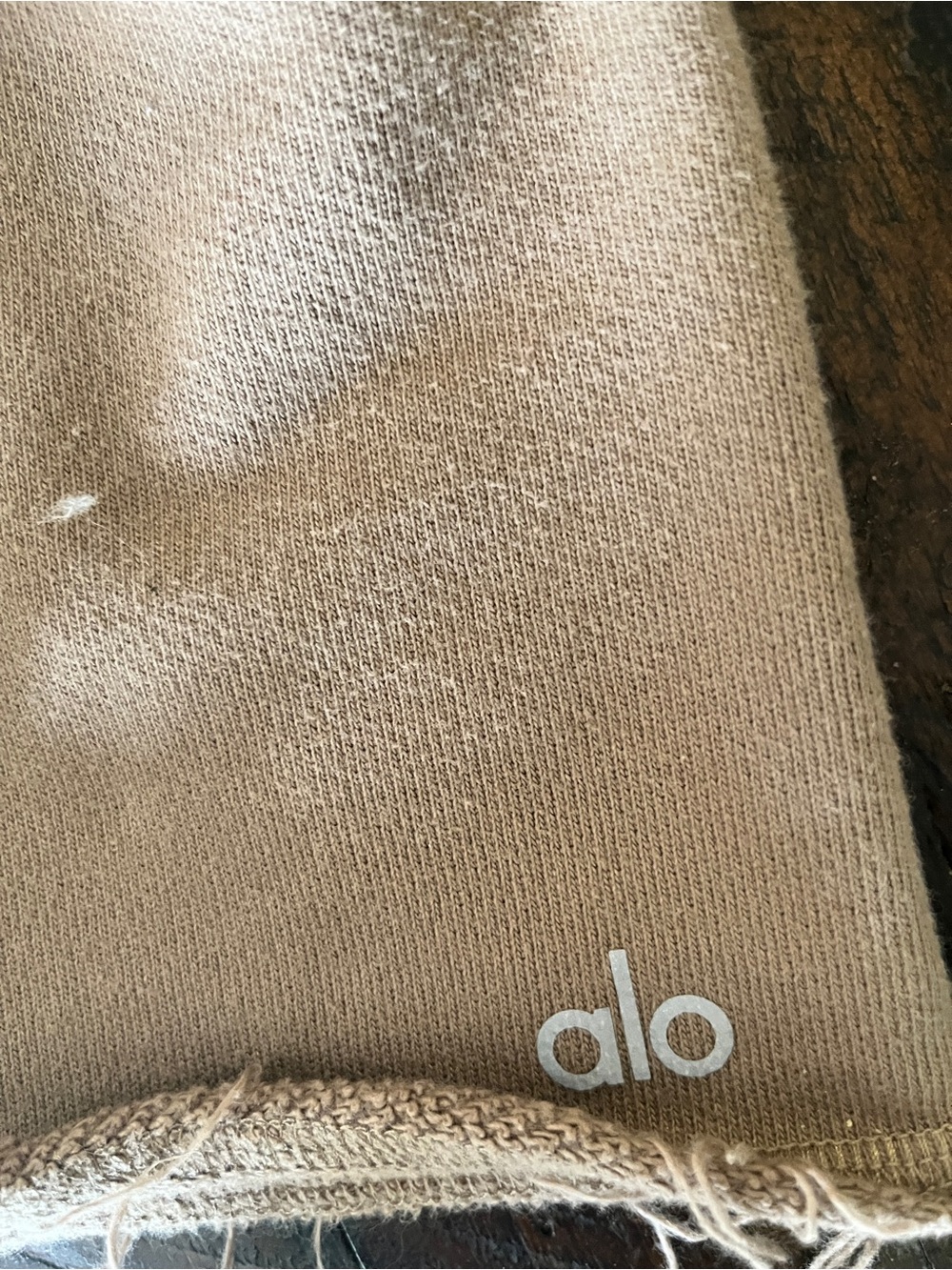 ALO YOGA EFFORTLESS CROPPED HOODIE TAUPE RAW EDGE OVERSIZED - Picture 2 of 4